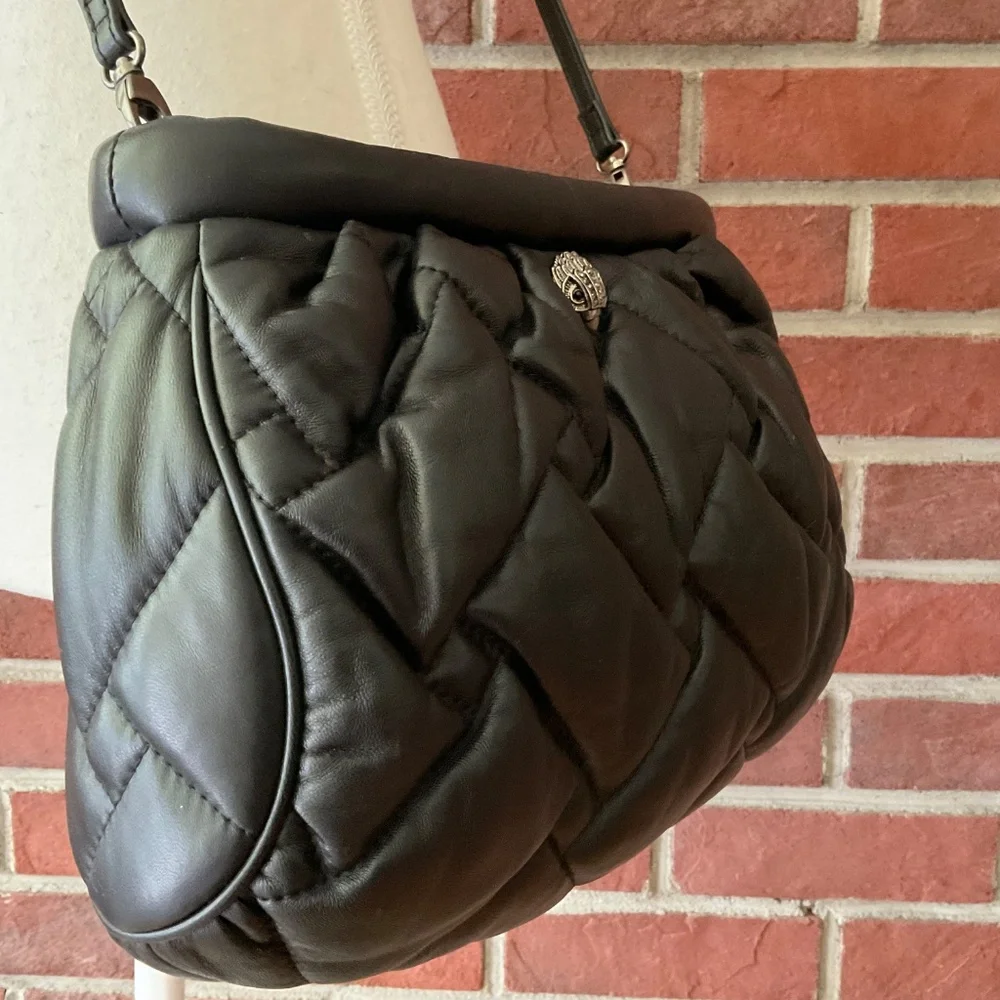 Kurt Geiger London Kensington Soft Quilted Black Leather Crossbody Clutch